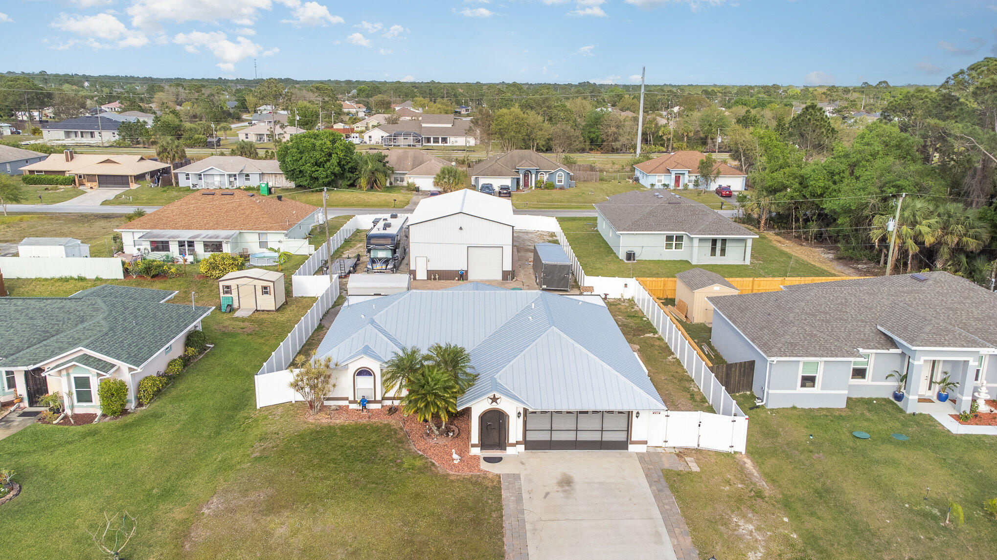 an aerial view of multiple houses