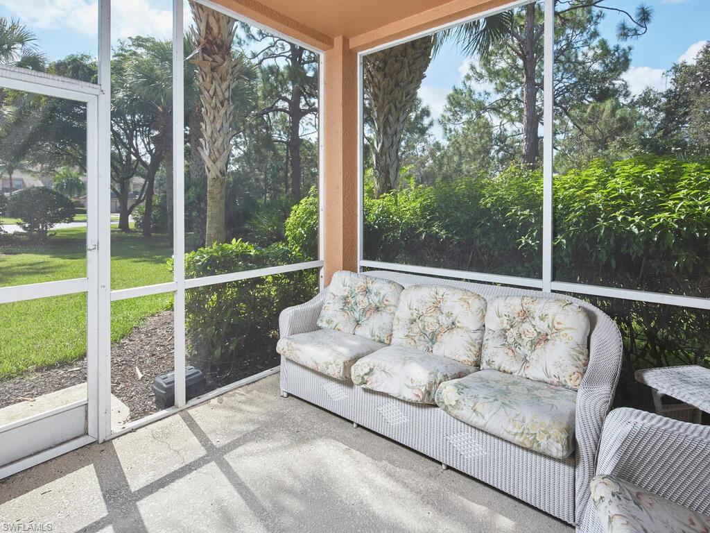 a view of a couch in the deck