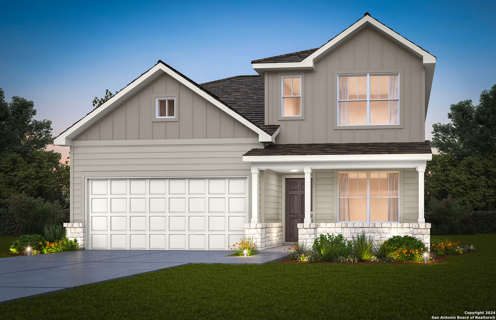 a front view of a house with a yard and porch