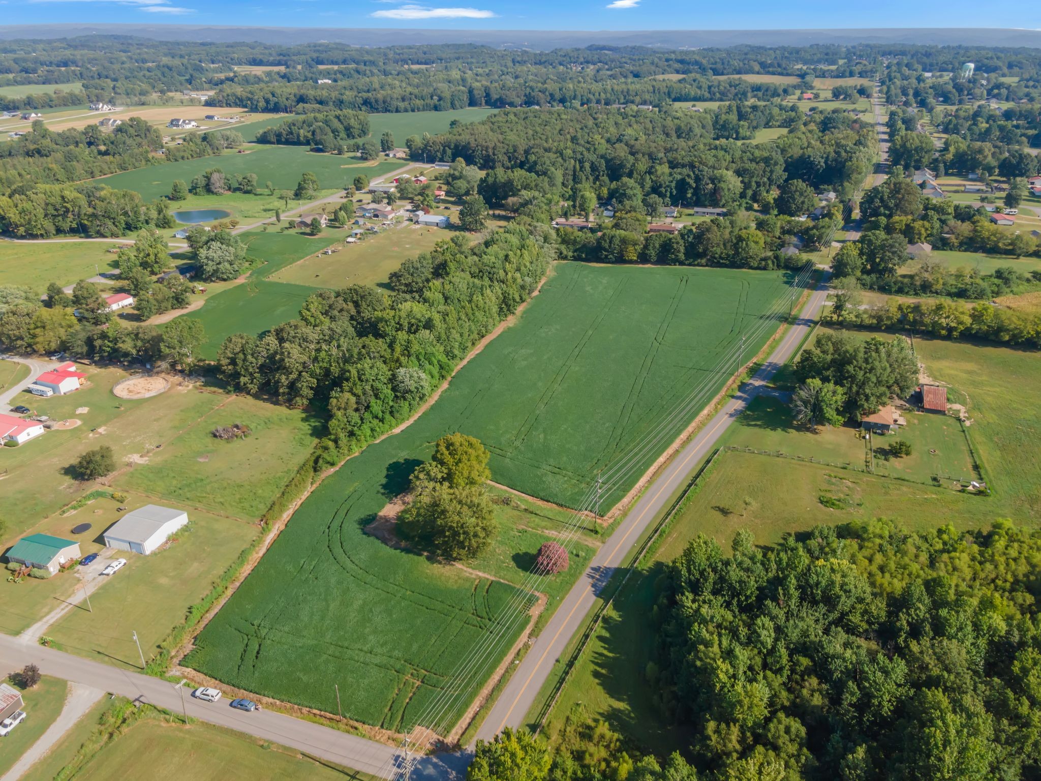 an aerial view of a golf course with a yard