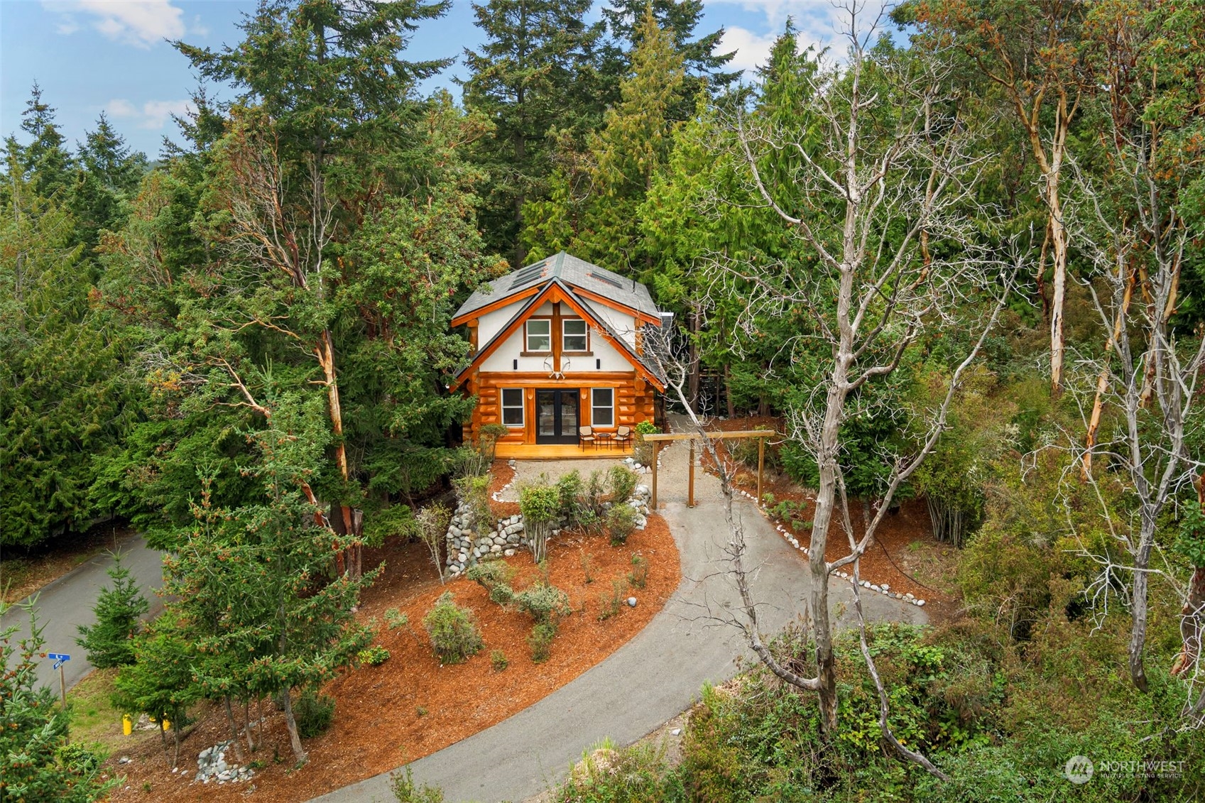 an aerial view of a house