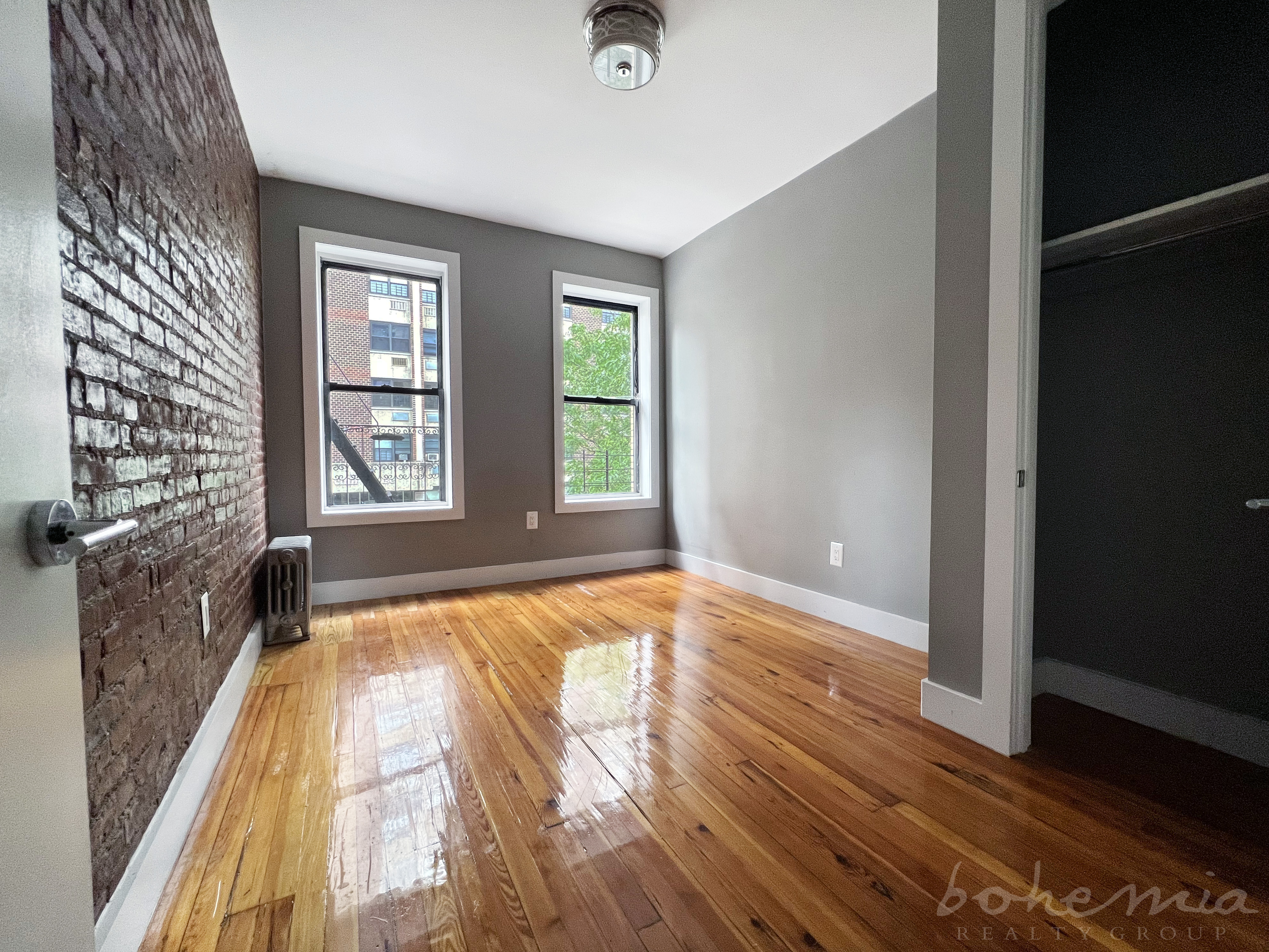 a view of an empty room and window