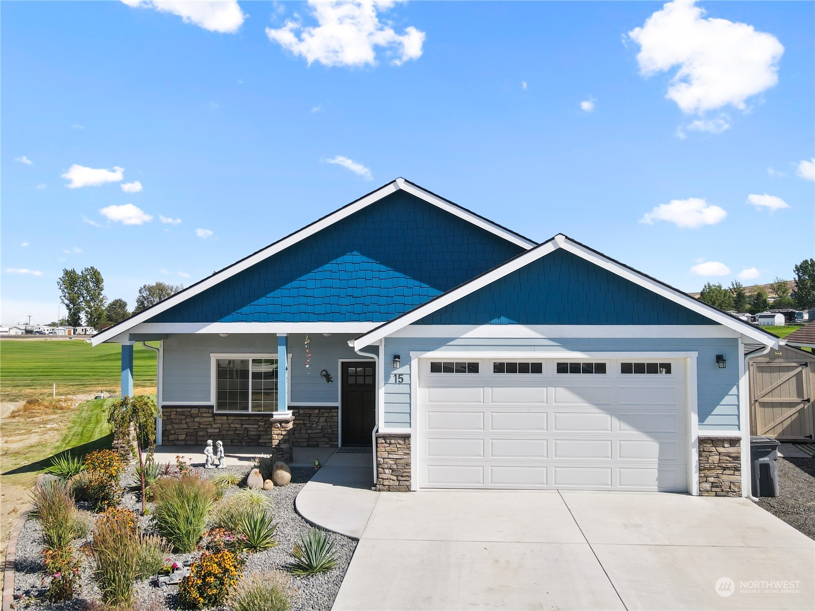 a front view of house with patio