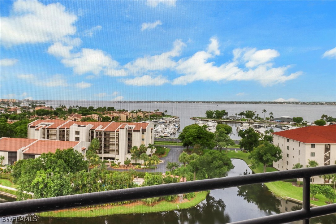 a view of a city from a balcony