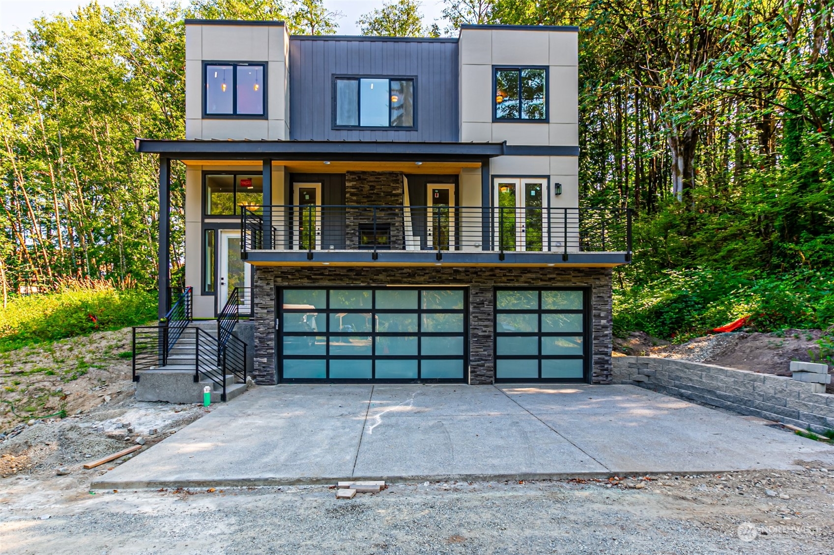 front view of a house with a street