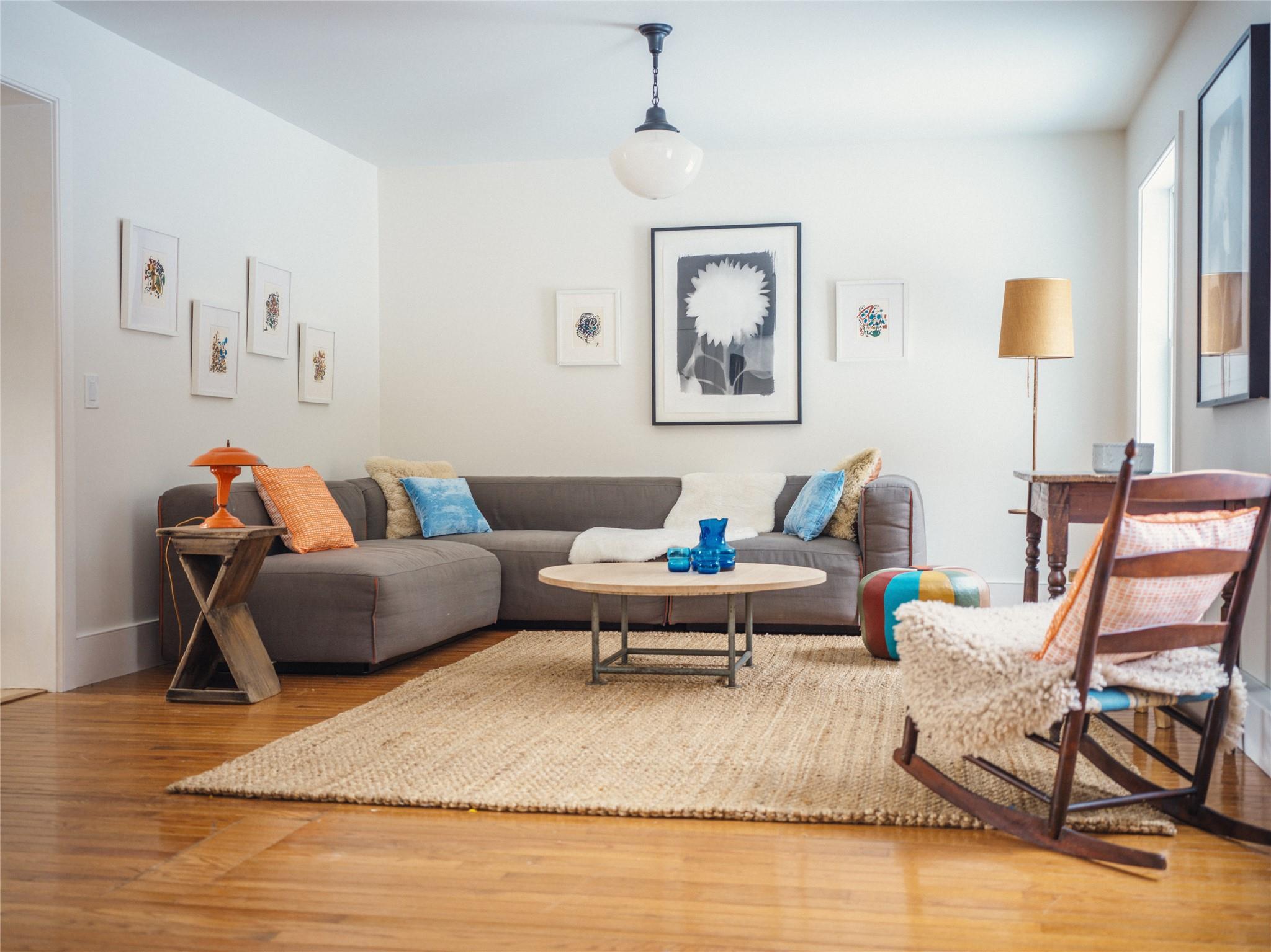 Living room featuring hardwood flooring