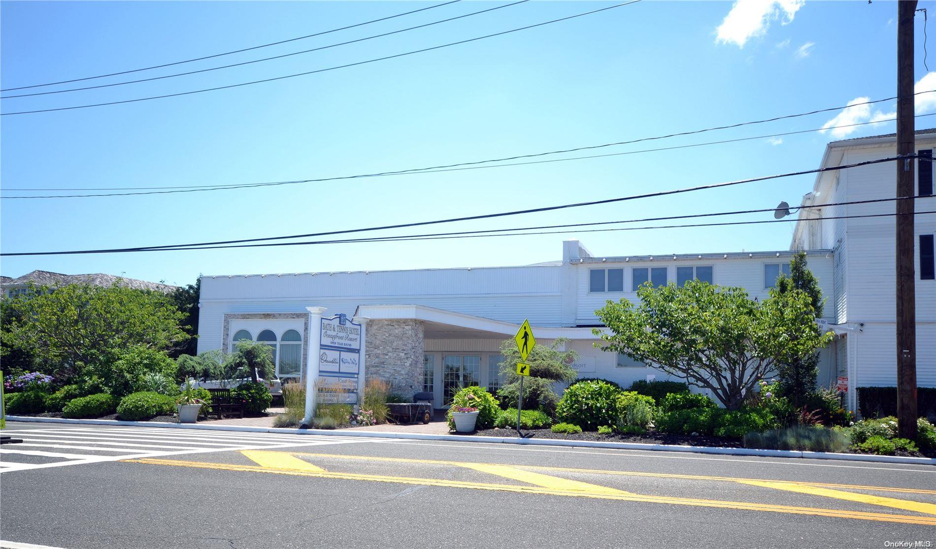 a view of a building with a garden