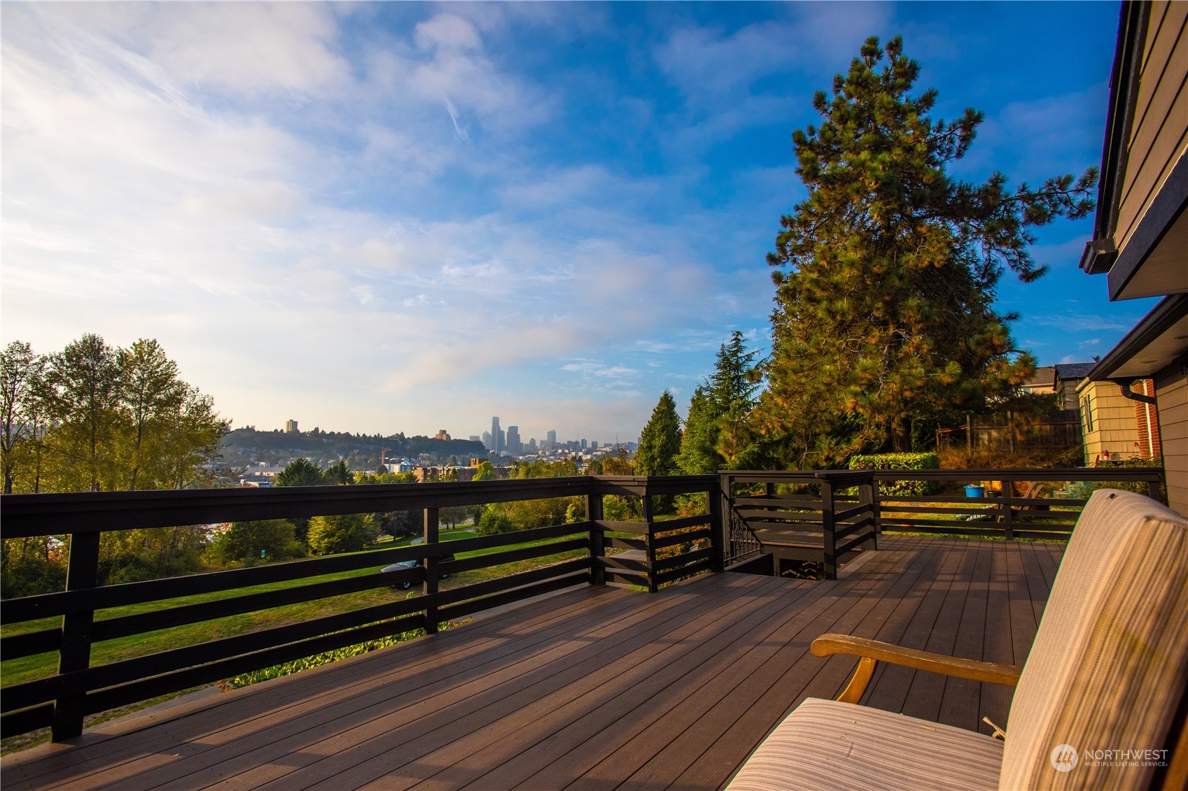 a view of outdoor space with deck and garden