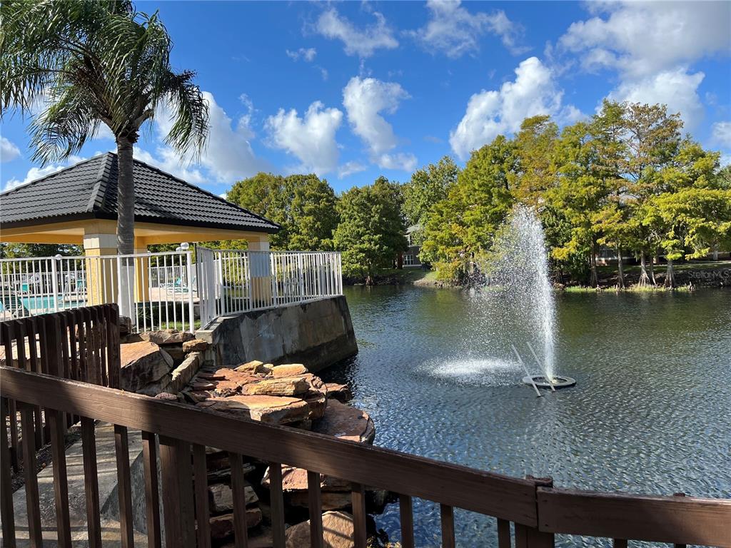 a backyard of a house with lake view and lake view