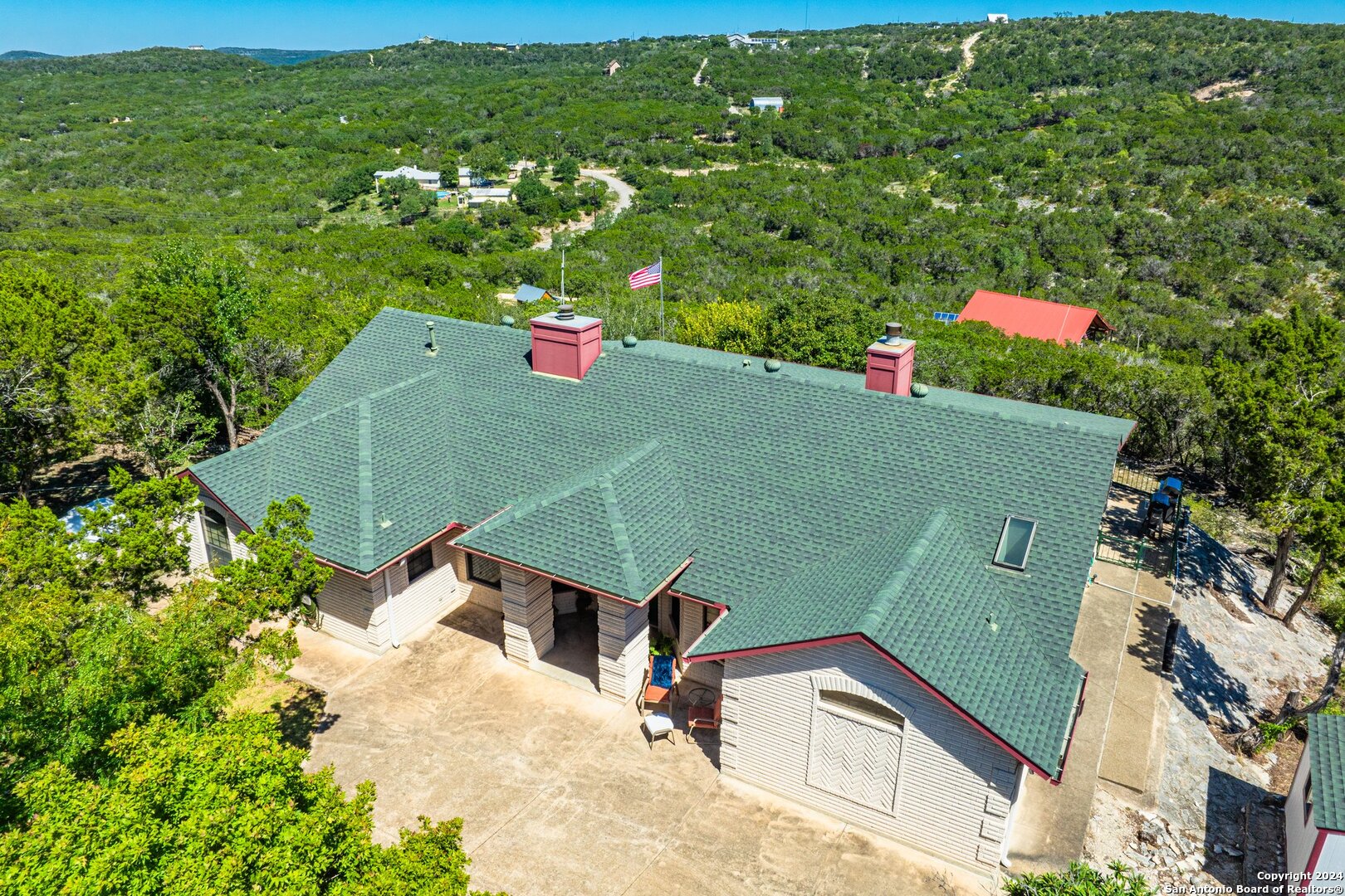 an aerial view of a house