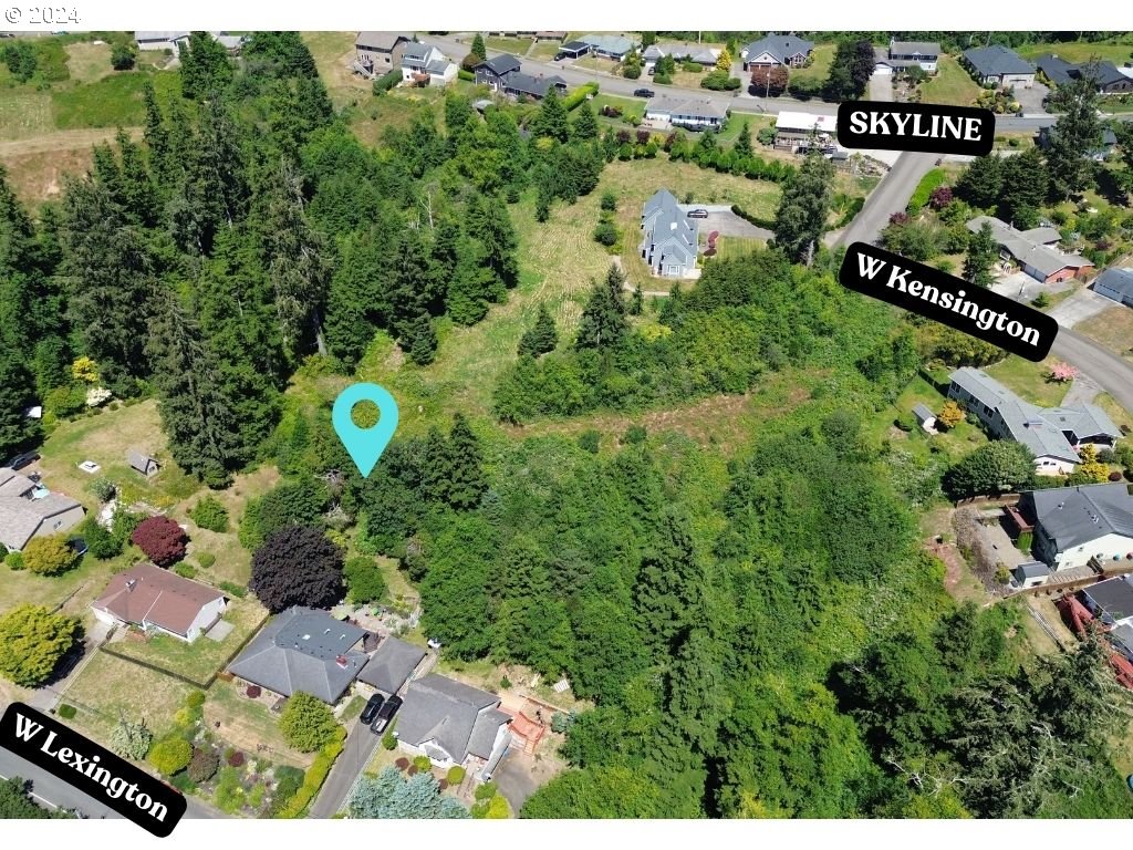 a aerial view of a house with a yard