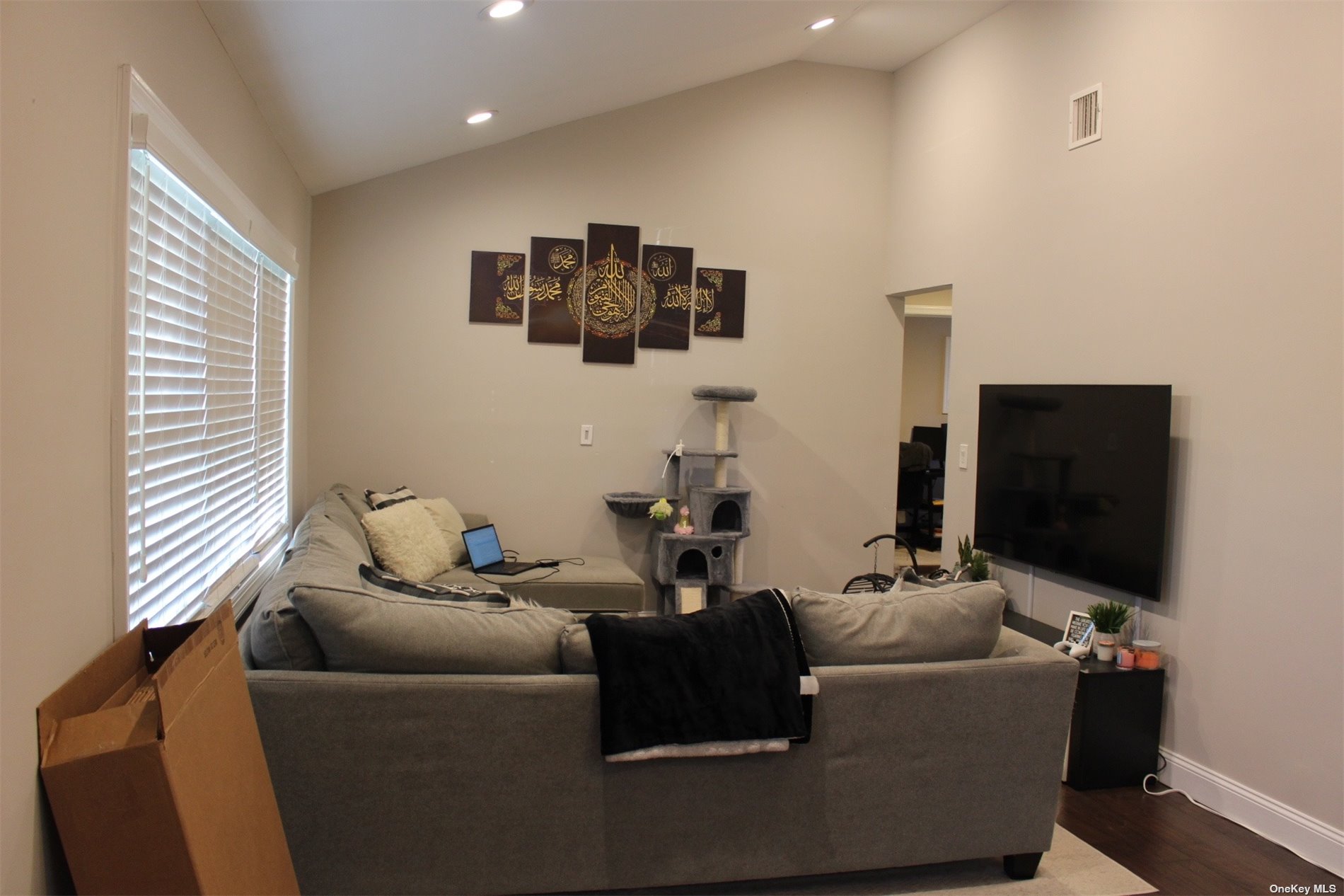 a living room with furniture and a flat screen tv