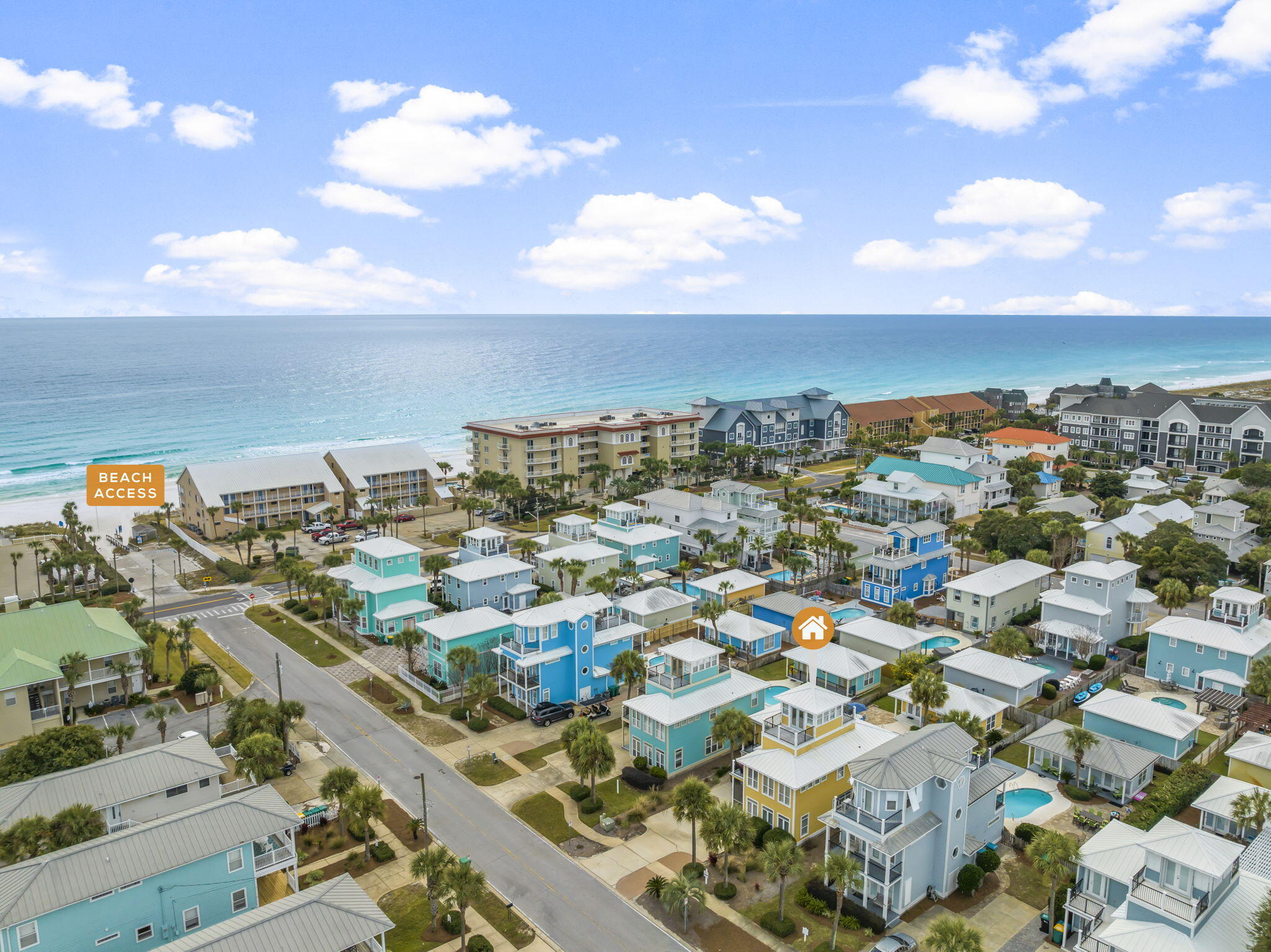 an aerial view of multiple house