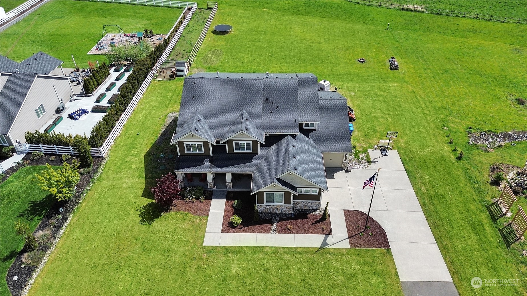 an aerial view of a house