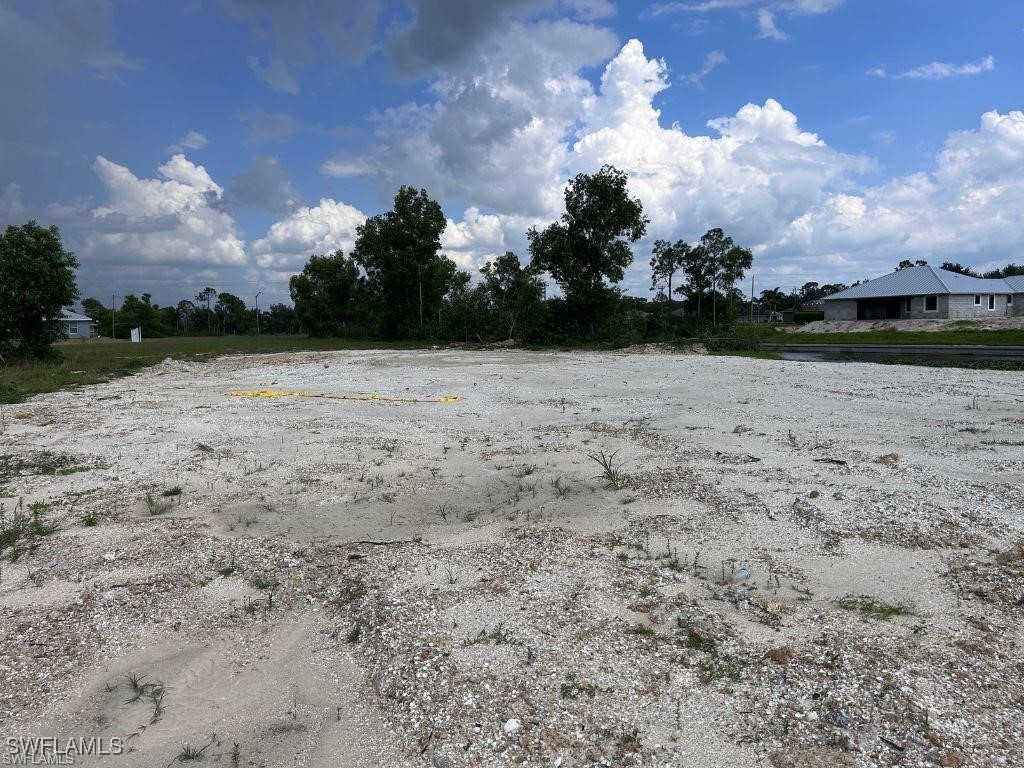 a view of empty field with trees