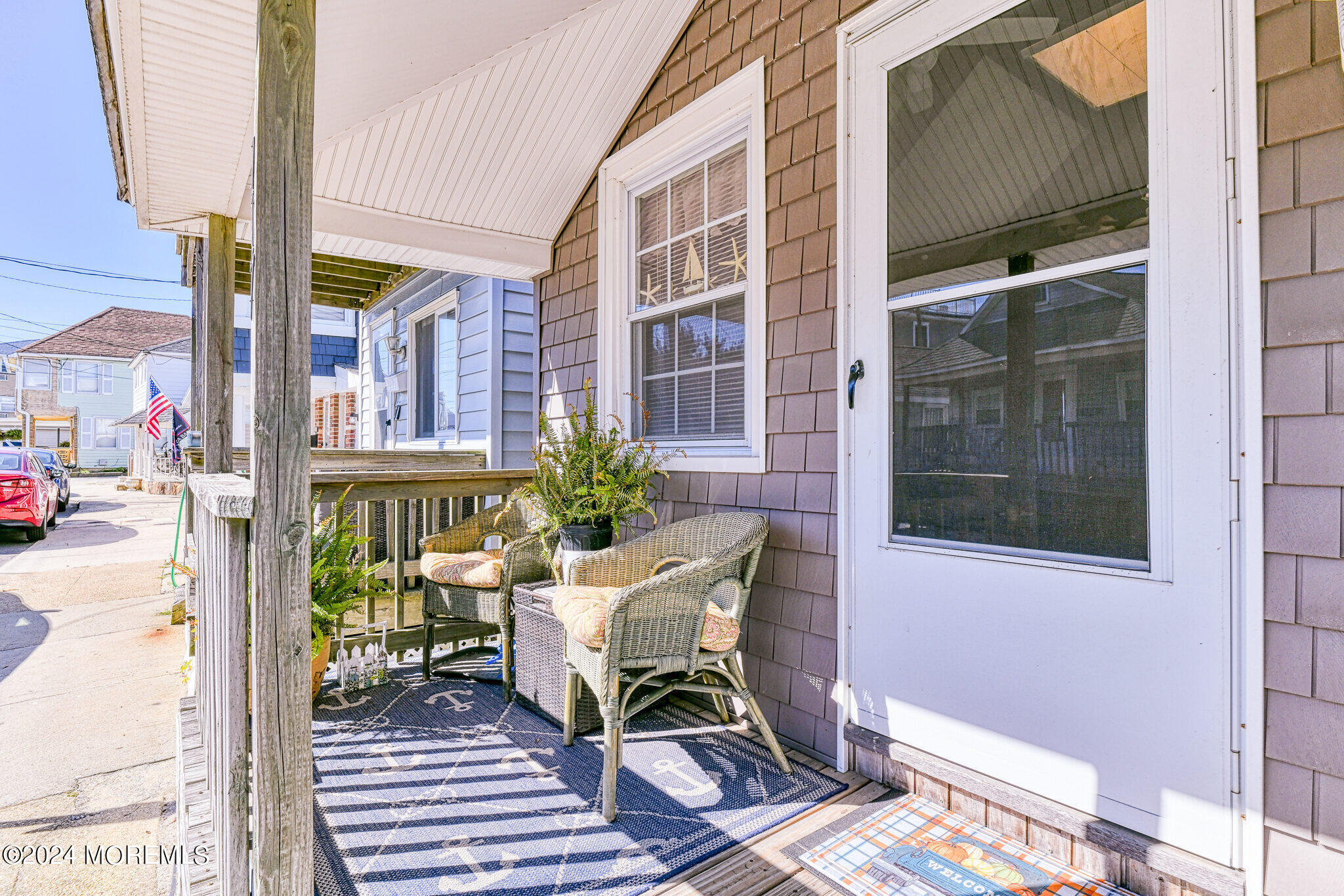 a building outdoor space with patio furniture