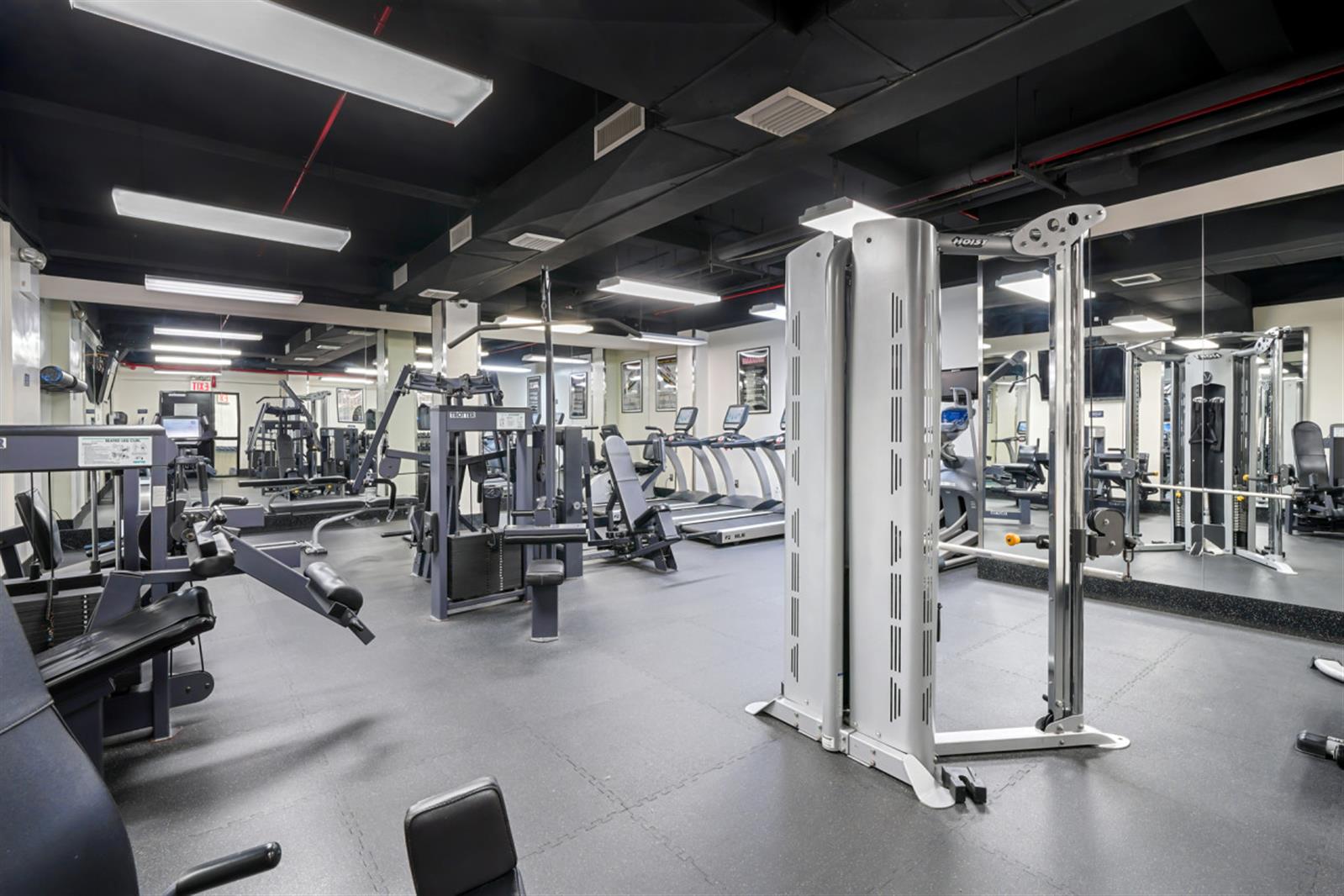 a view of a room with gym equipment