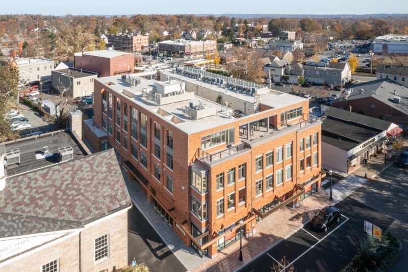 an aerial view of a building