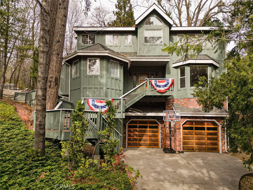 front view of a house with a balcony