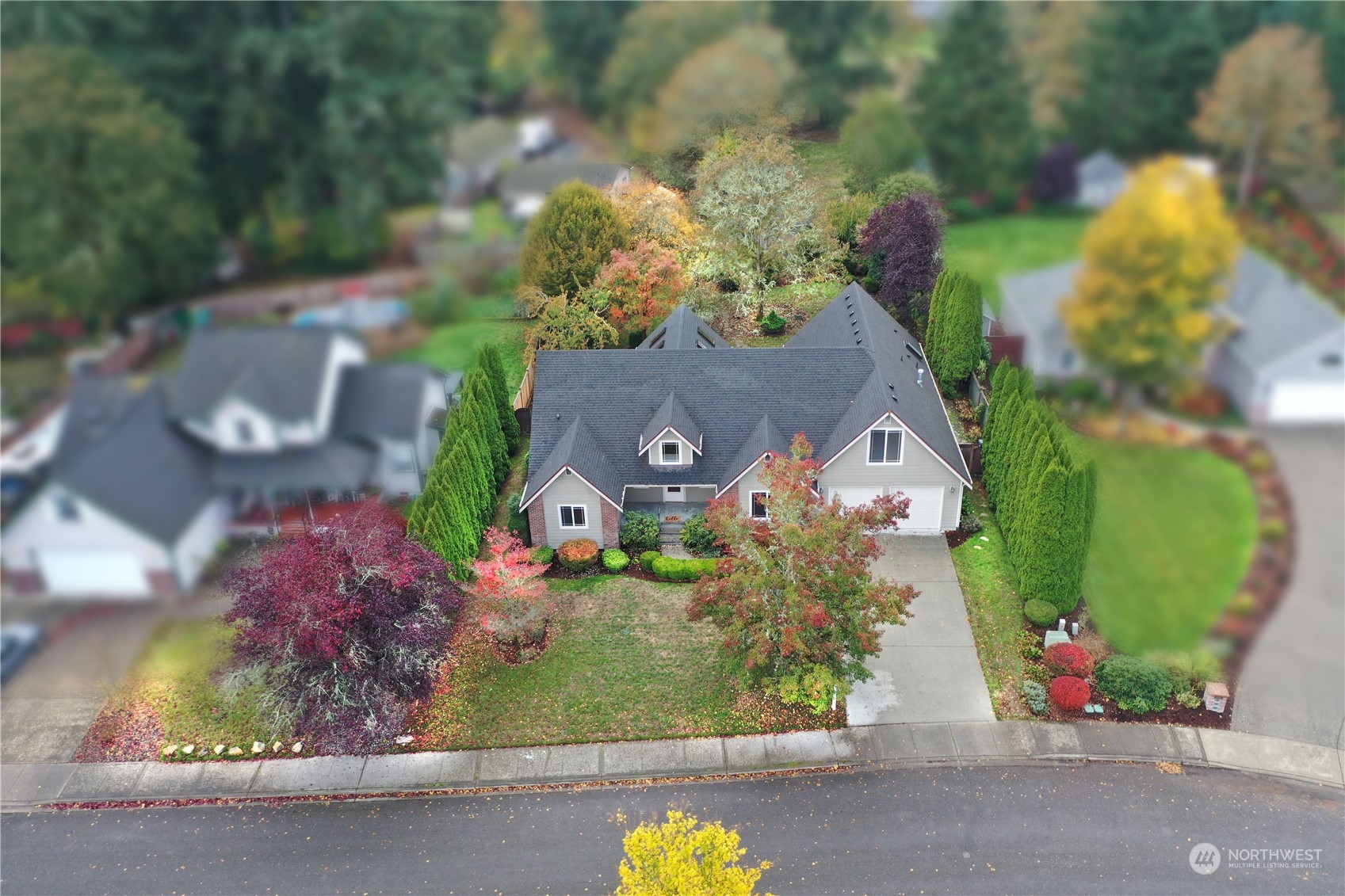 an aerial view of a house