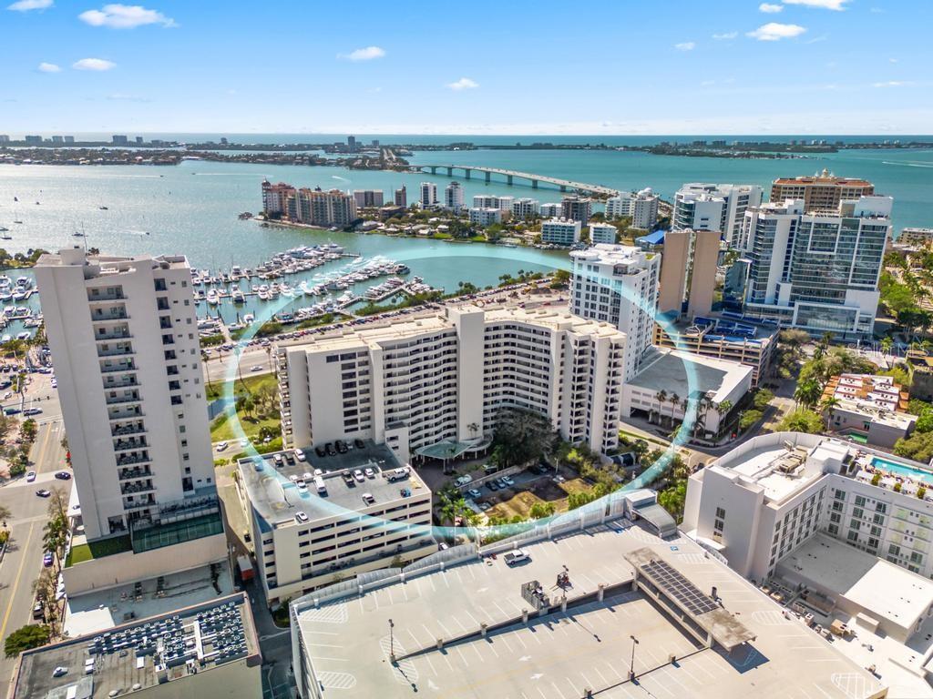 a view of city with ocean