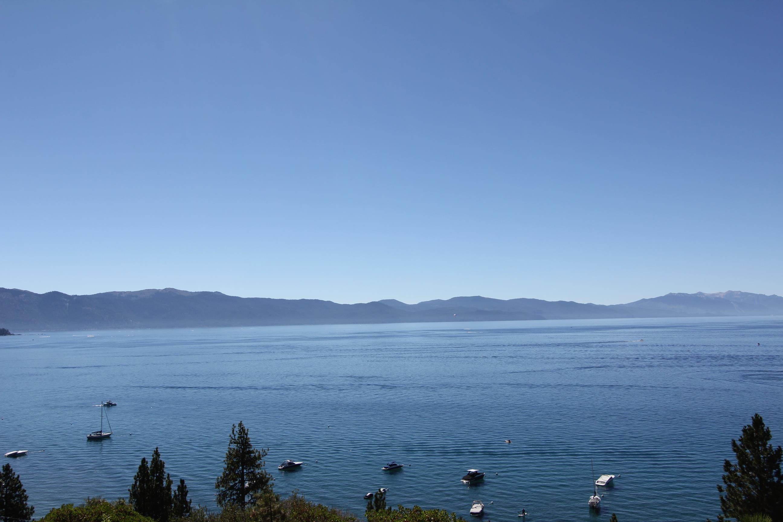 a view of lake and mountain