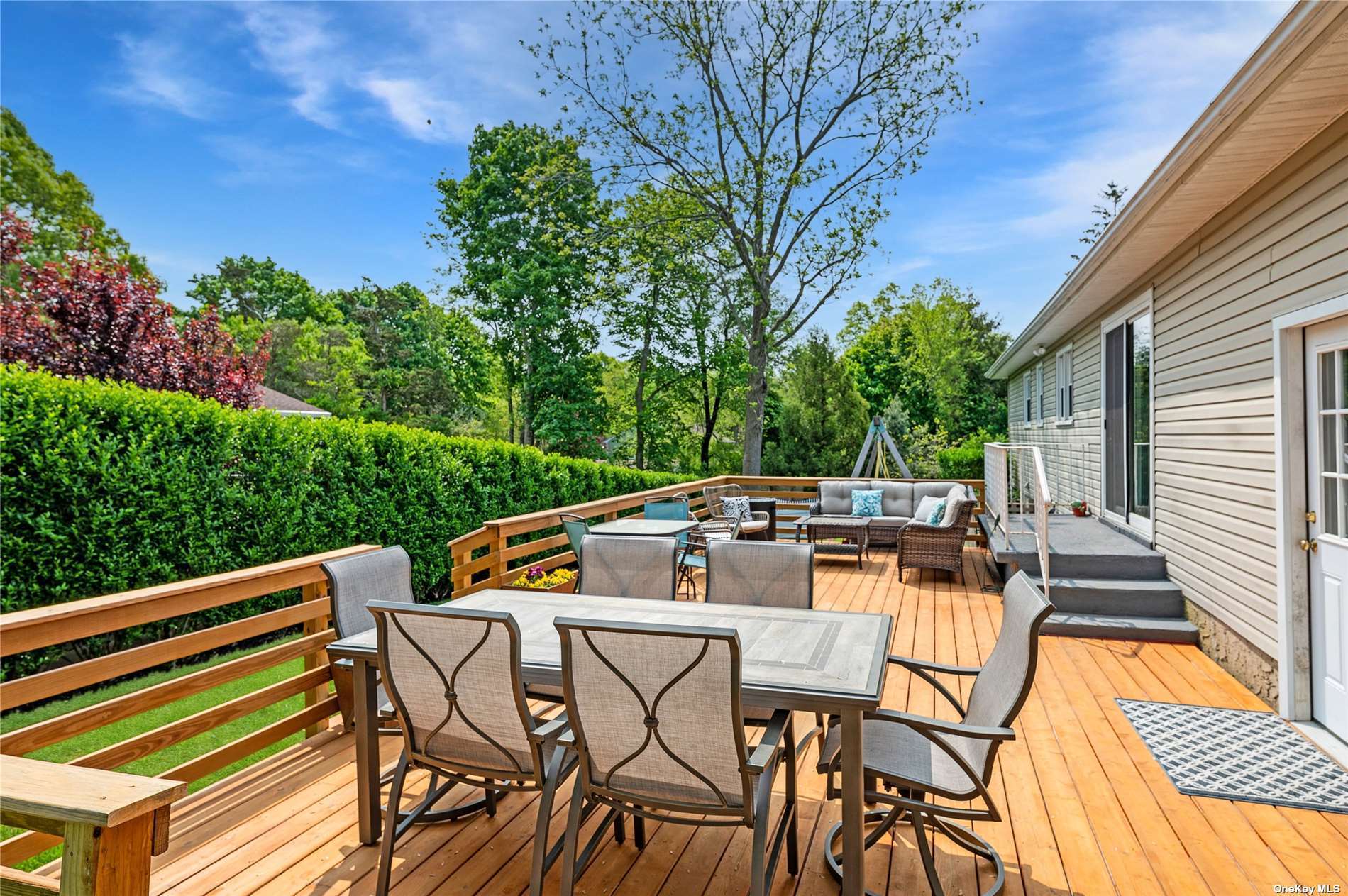 a view of a patio with swimming pool