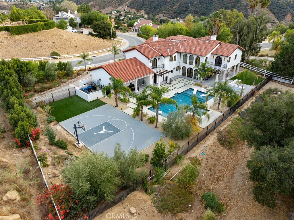 aerial view of backyard