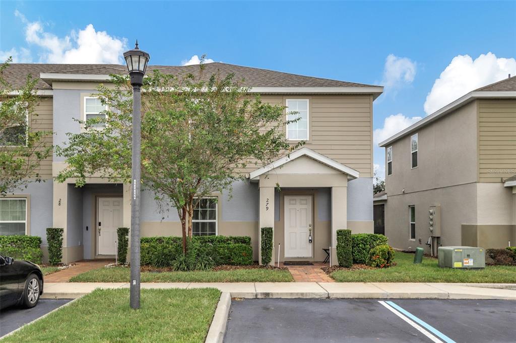 Front of the house, with designated parking spot