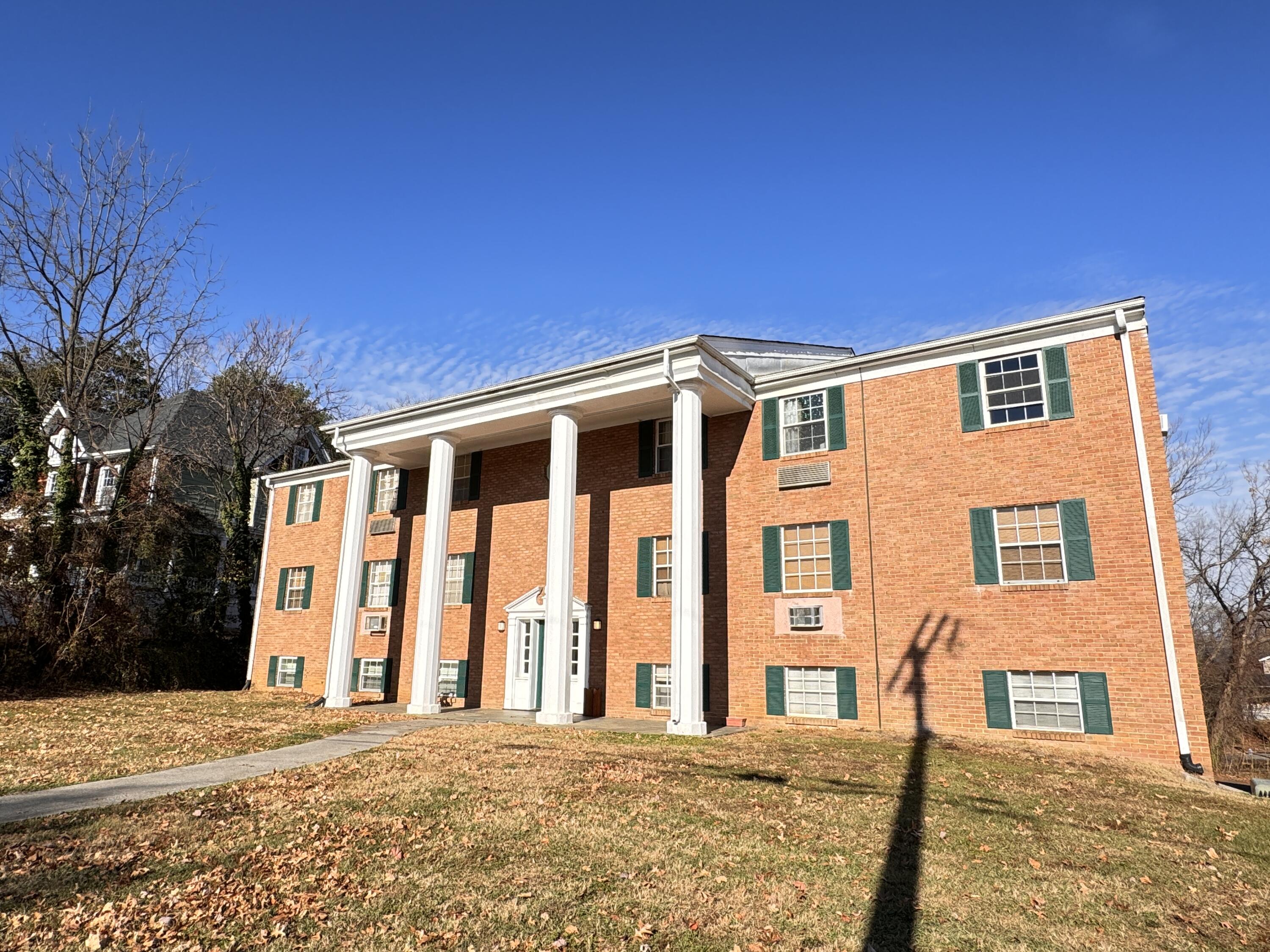 a front view of a building