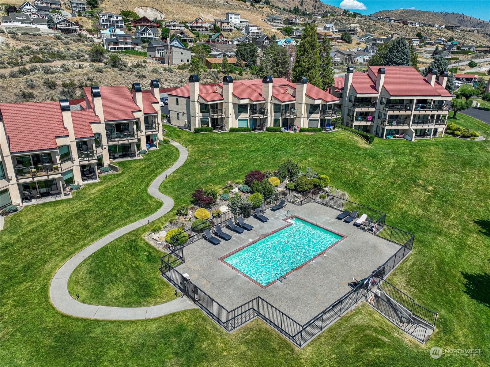 an aerial view of a house