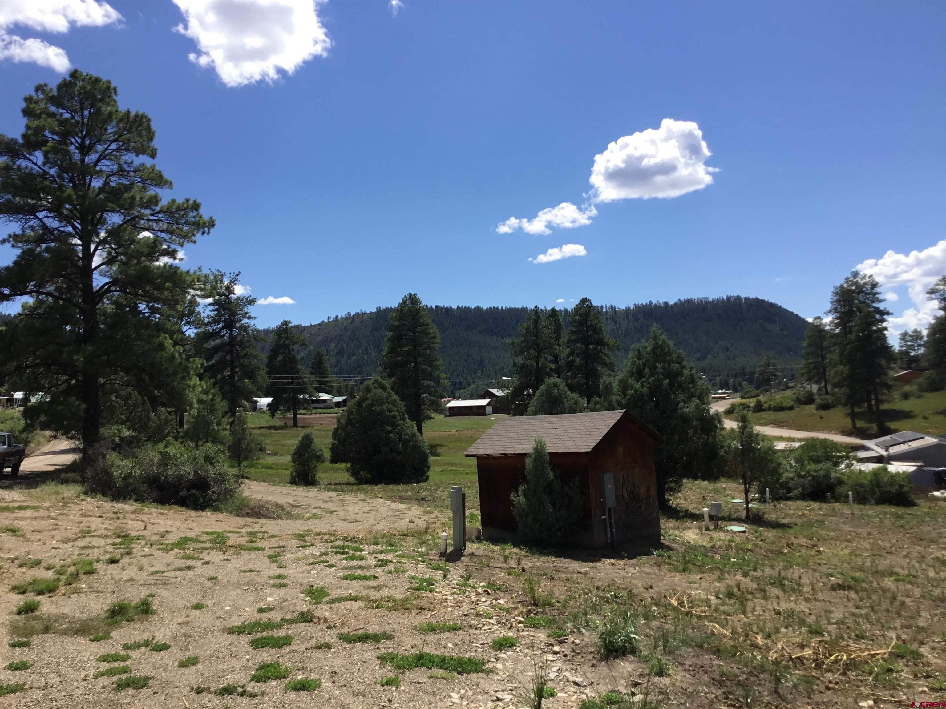 a view of a backyard of a house