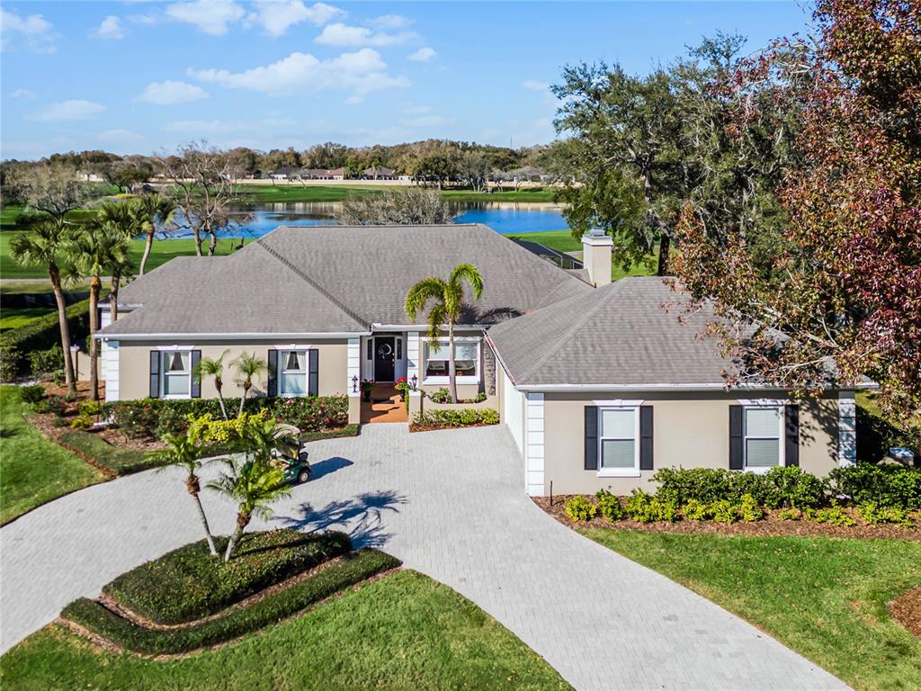 a aerial view of a house with garden