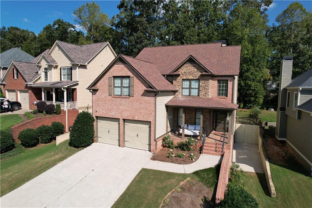 front view of a house with a yard