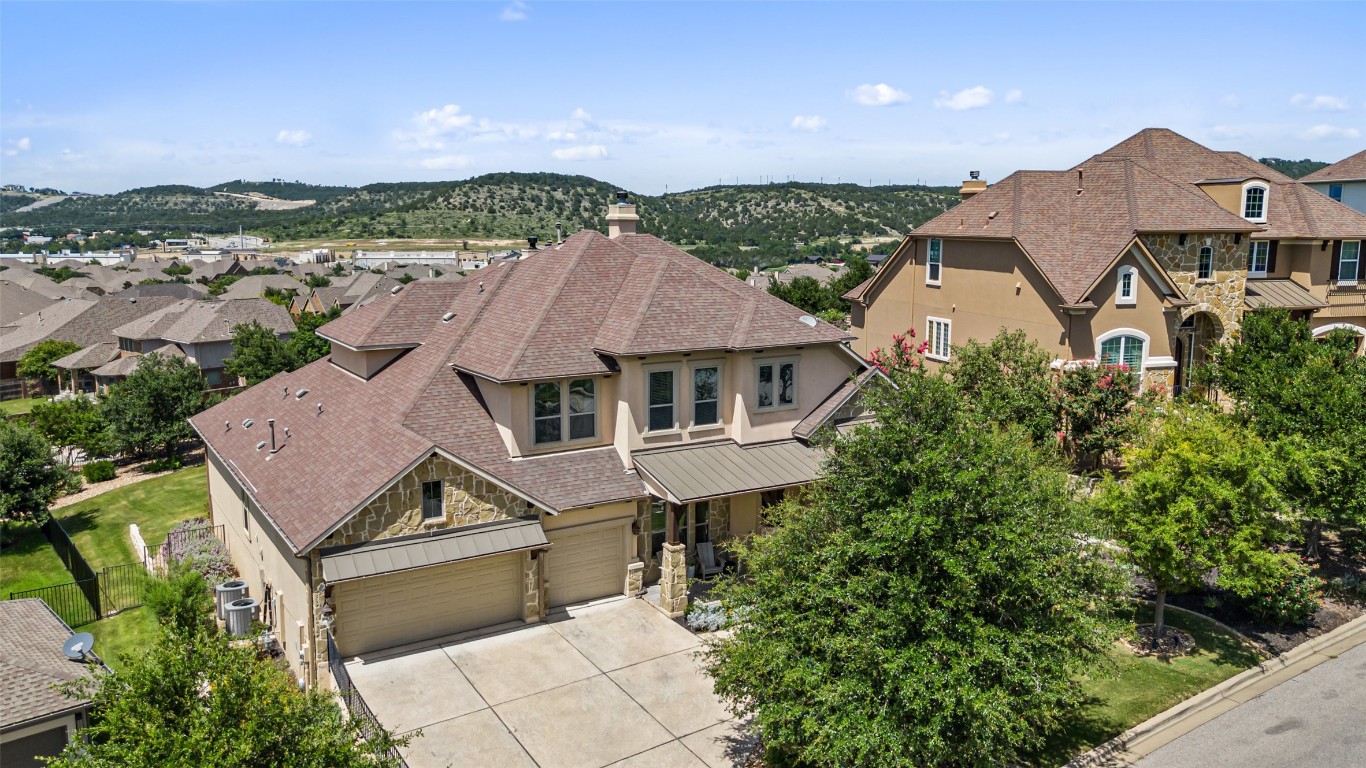 an aerial view of a house