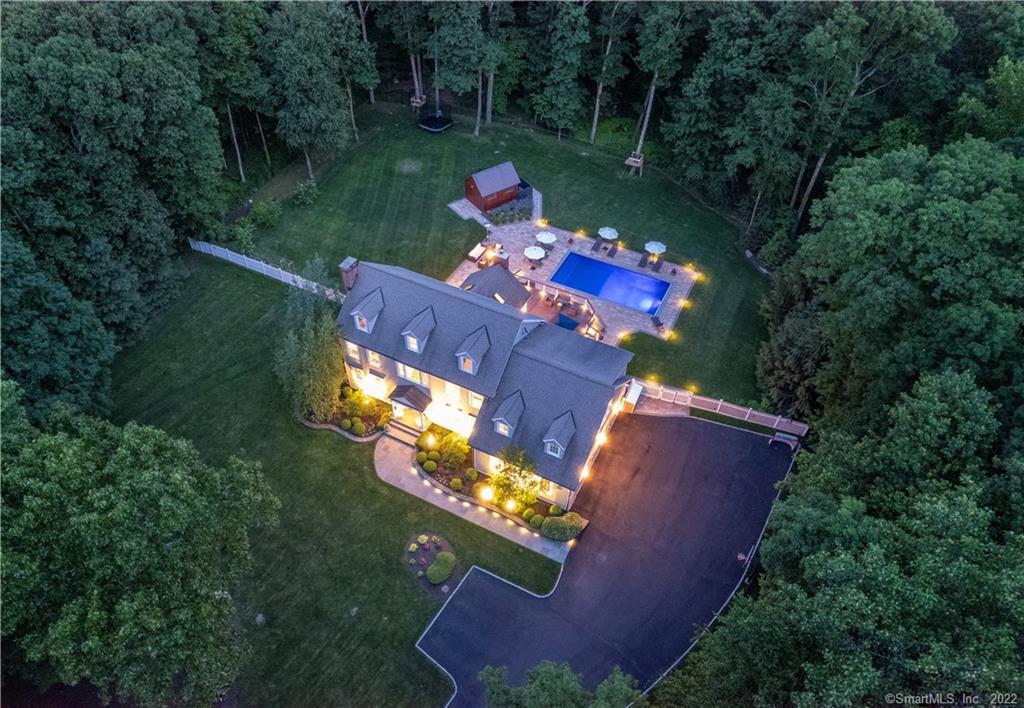 an aerial view of a house with garden space sitting space and garden