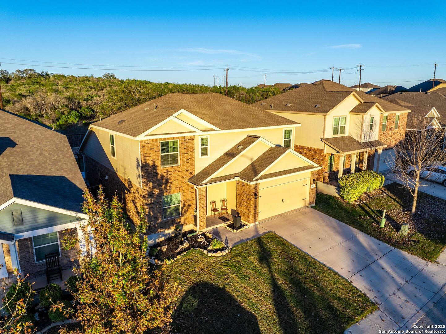 an aerial view of a house