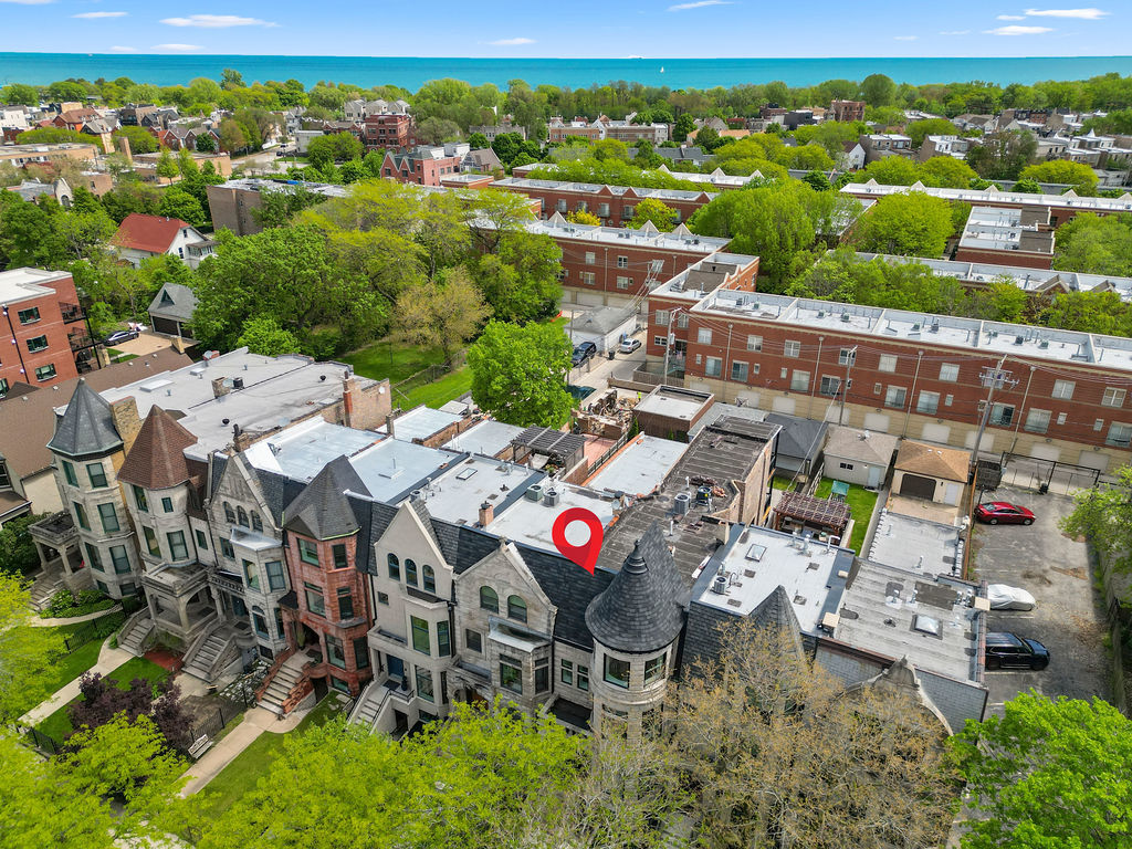 an aerial view of multiple house