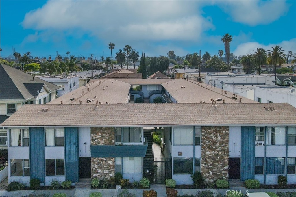 an aerial view of multiple houses