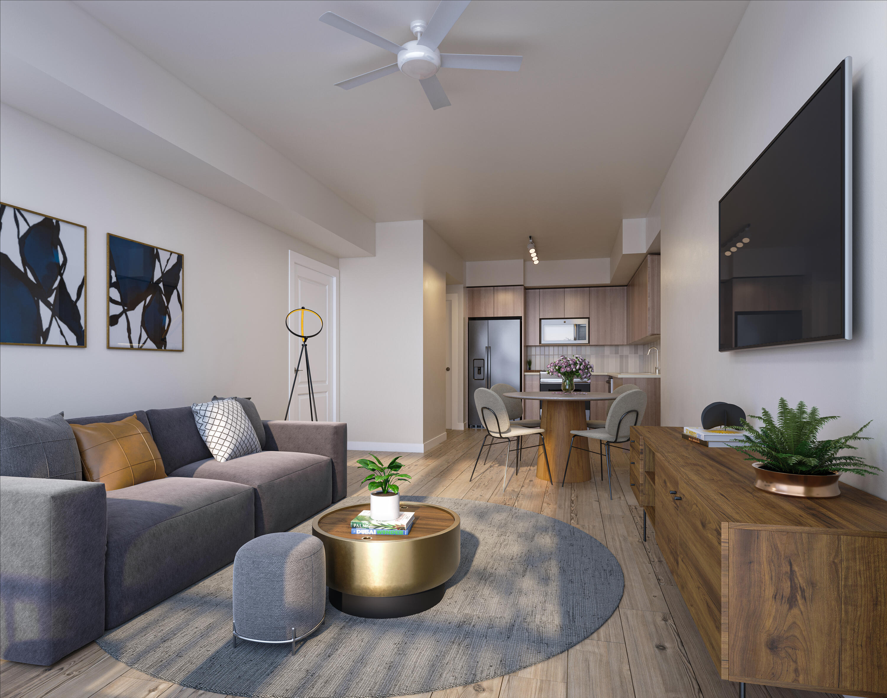 a living room with furniture and a flat screen tv