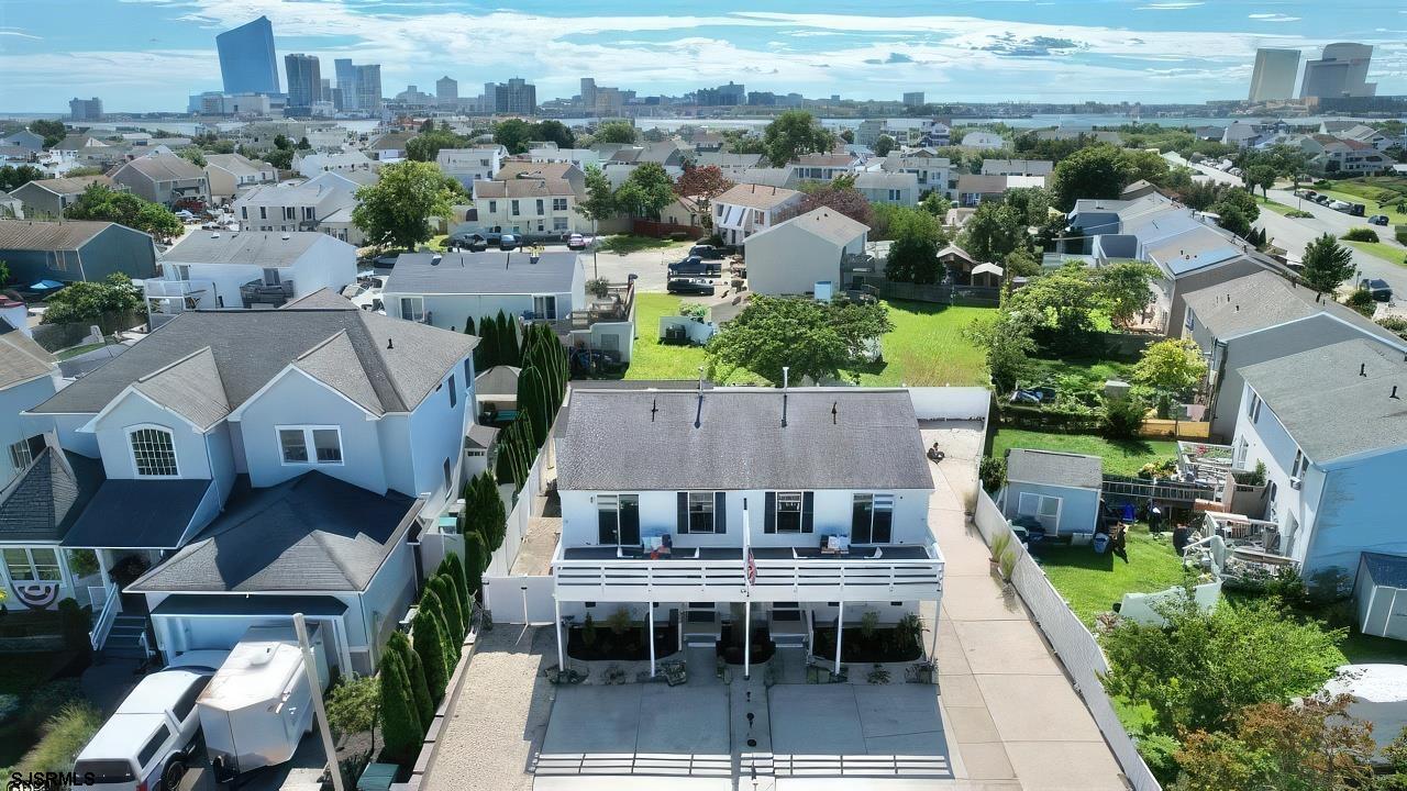 an aerial view of a house with a garden