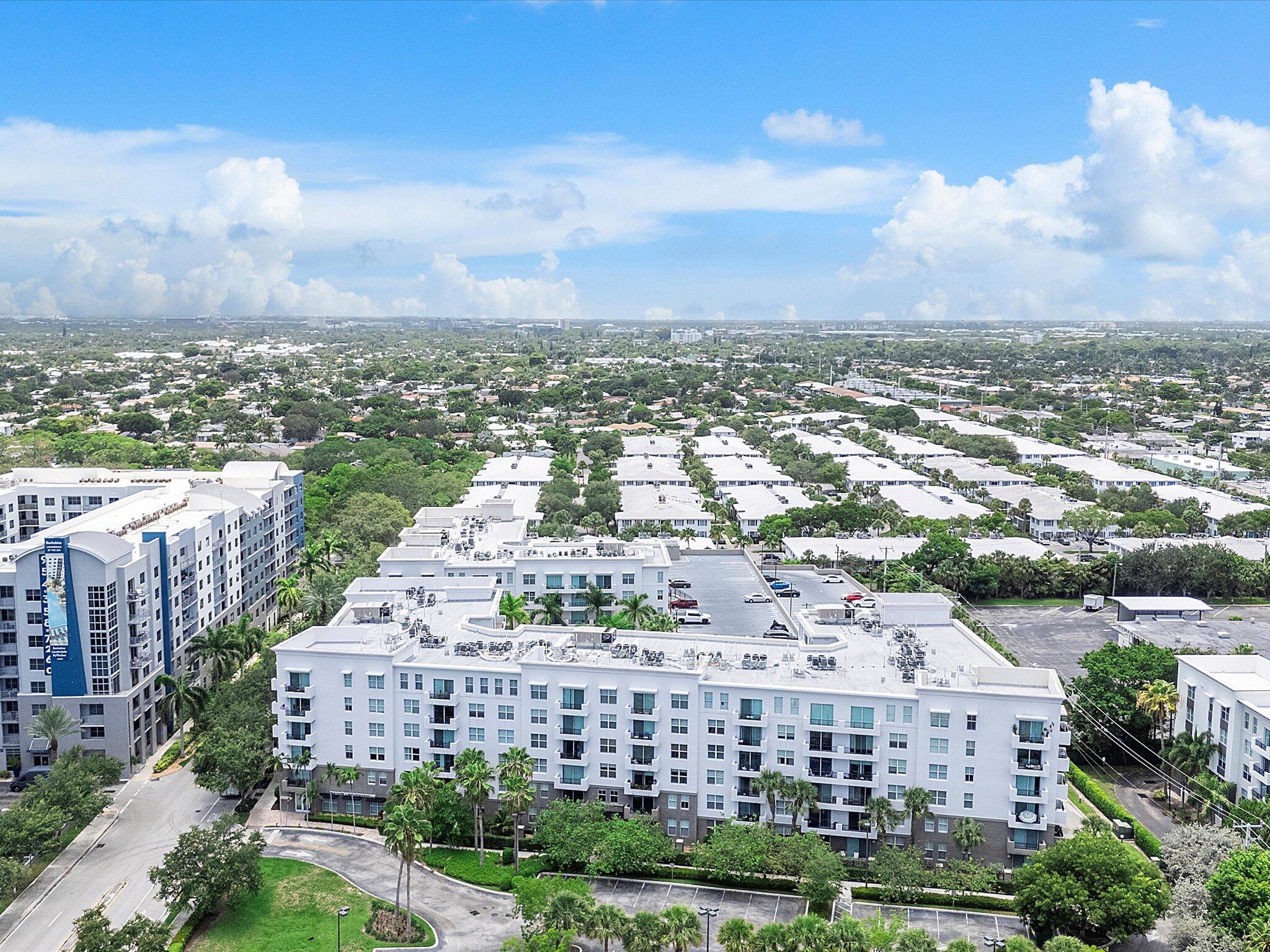 a view of a city that has tall buildings