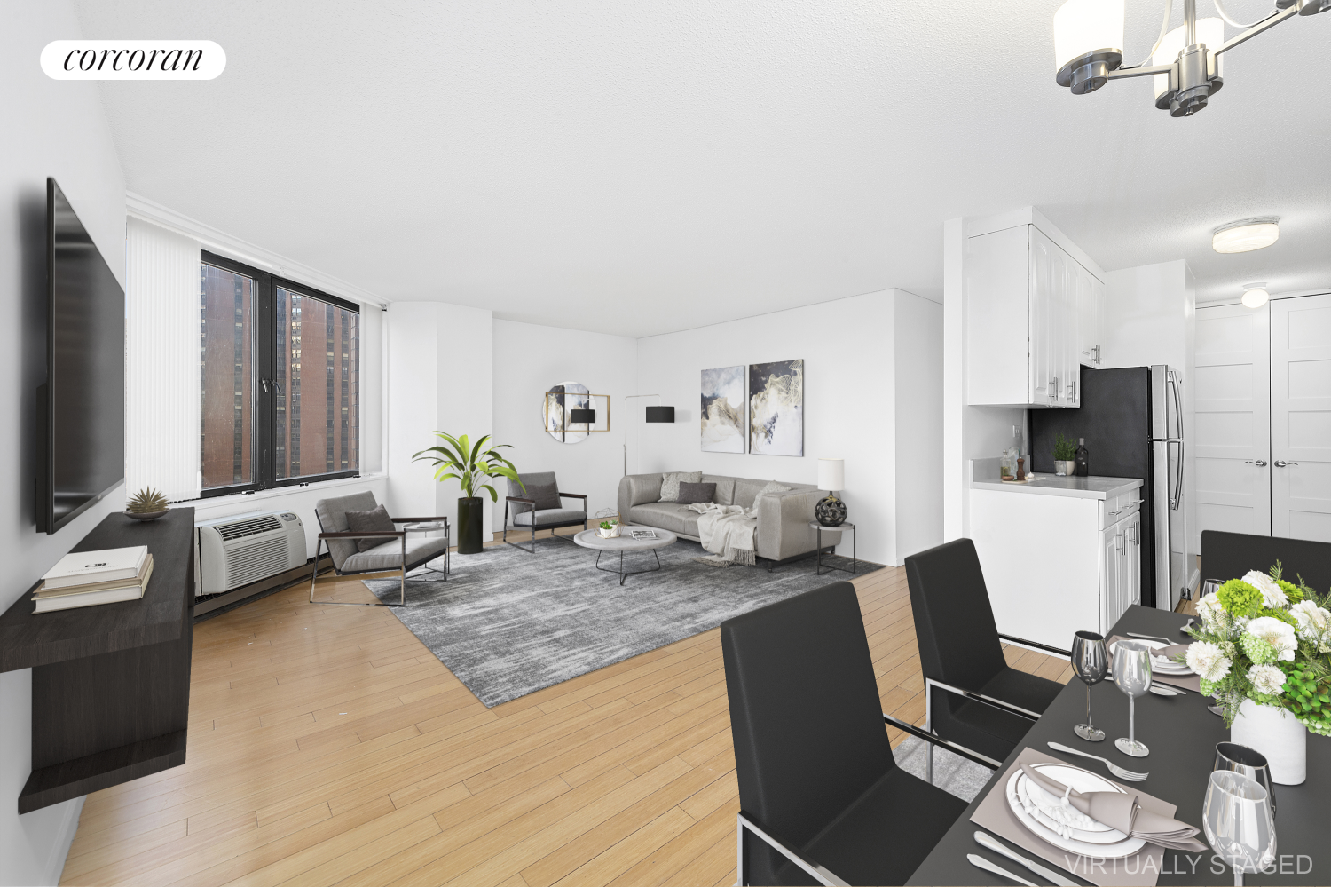 a living room with furniture and a flat screen tv