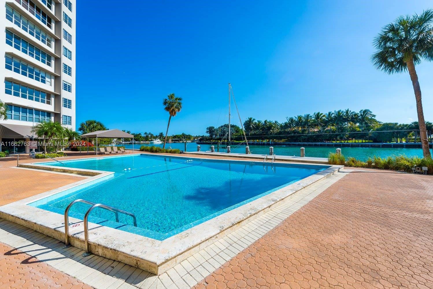 a view of a swimming pool and a yard