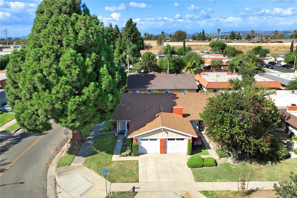 an aerial view of a house