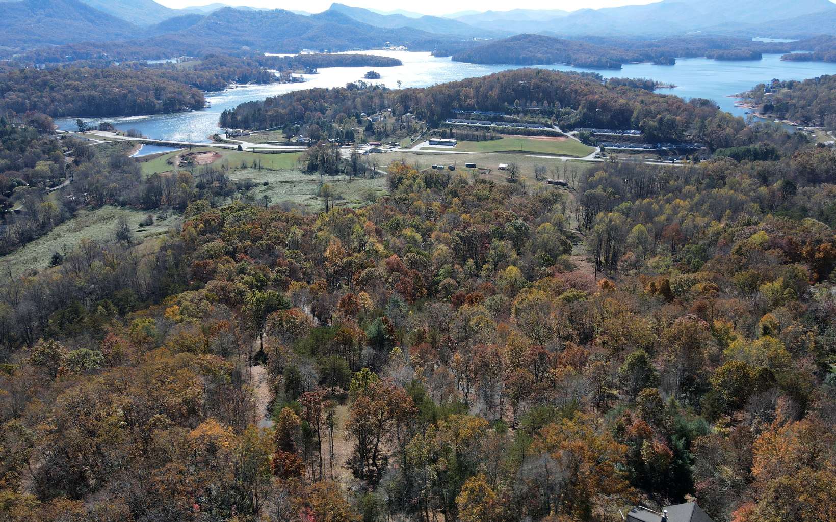 an aerial view of residential houses with outdoor and green space