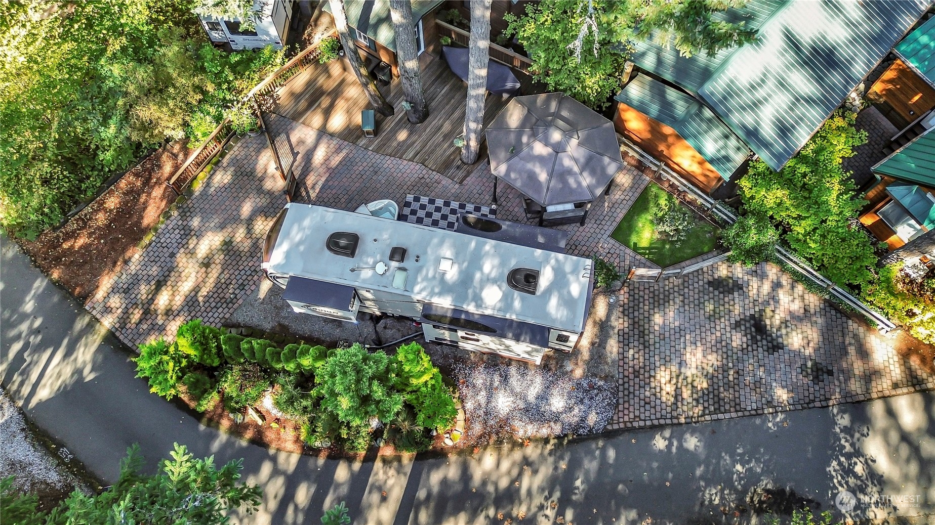 an aerial view of a house