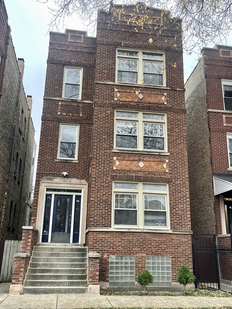 front view of a brick house