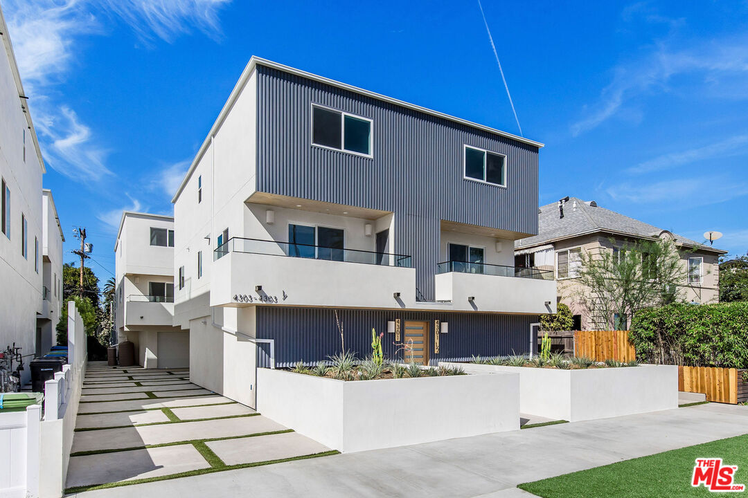 front view of a house with a patio