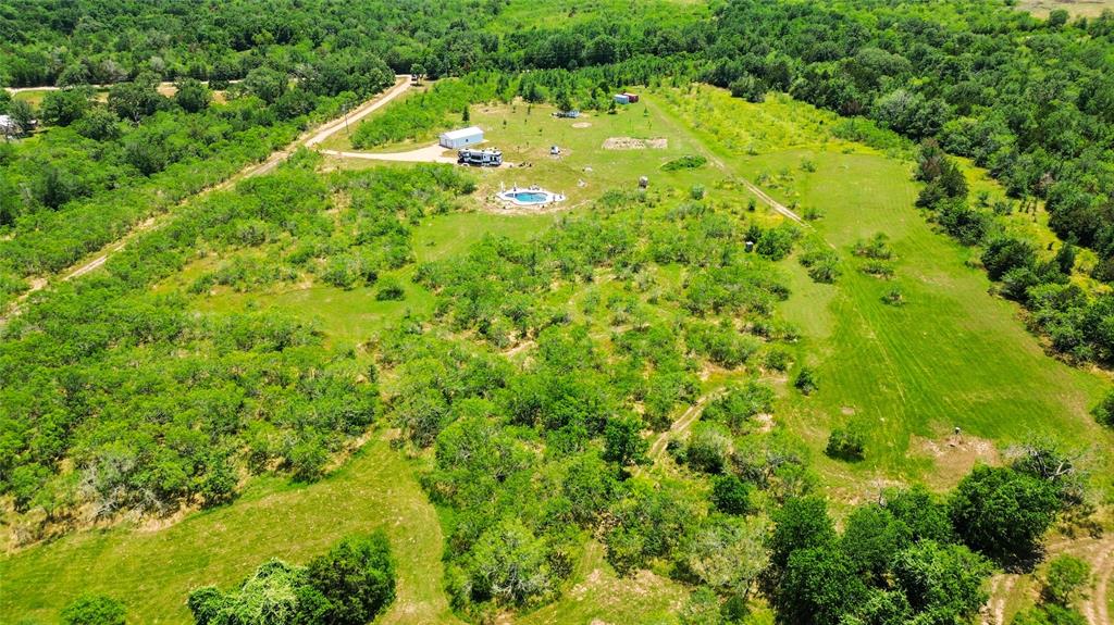 a view of a big yard with large trees